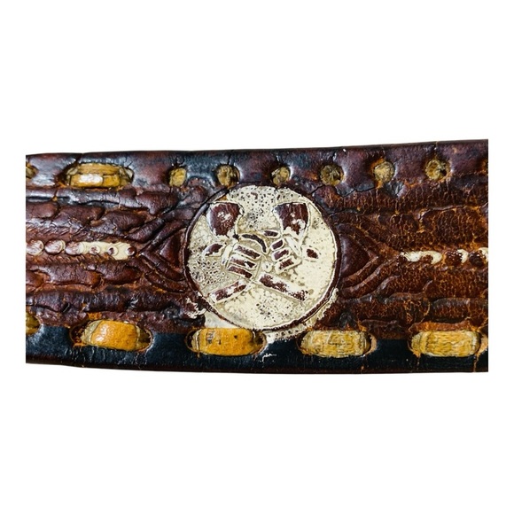 Vintage Western Core Belt with Pinkerton Brass Buckle Sz 40”- 42” - Picture 5 of 5